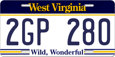 WV license plate 2GP280