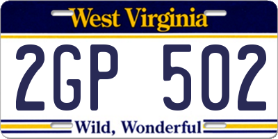 WV license plate 2GP502