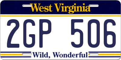 WV license plate 2GP506