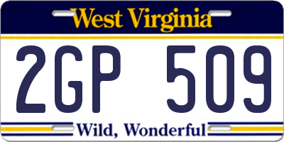 WV license plate 2GP509
