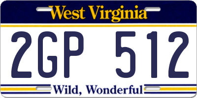 WV license plate 2GP512