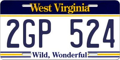 WV license plate 2GP524