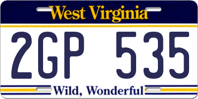 WV license plate 2GP535