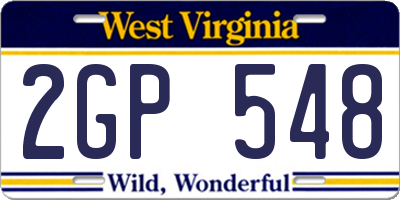 WV license plate 2GP548