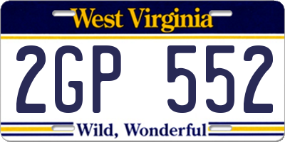 WV license plate 2GP552