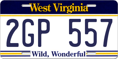 WV license plate 2GP557