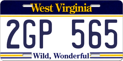 WV license plate 2GP565