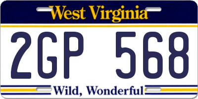 WV license plate 2GP568