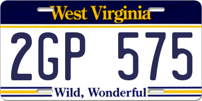 WV license plate 2GP575