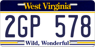 WV license plate 2GP578