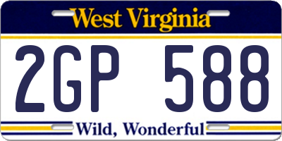 WV license plate 2GP588