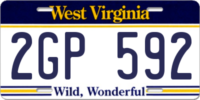 WV license plate 2GP592