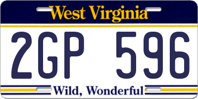 WV license plate 2GP596