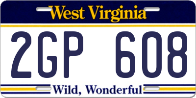 WV license plate 2GP608