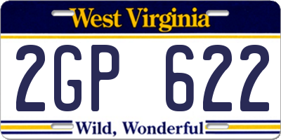 WV license plate 2GP622