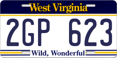 WV license plate 2GP623