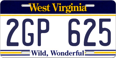 WV license plate 2GP625