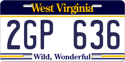 WV license plate 2GP636