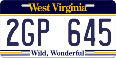 WV license plate 2GP645