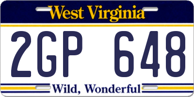 WV license plate 2GP648