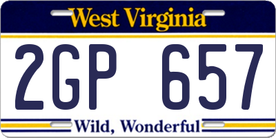WV license plate 2GP657