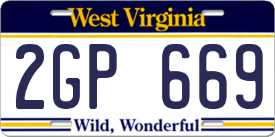 WV license plate 2GP669