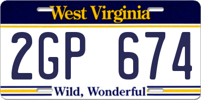 WV license plate 2GP674