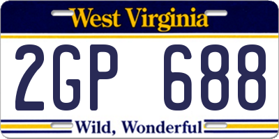 WV license plate 2GP688