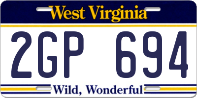 WV license plate 2GP694