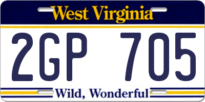 WV license plate 2GP705