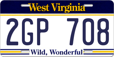 WV license plate 2GP708