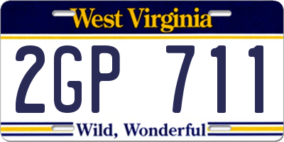 WV license plate 2GP711