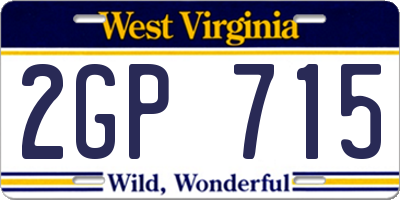 WV license plate 2GP715