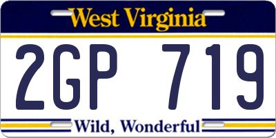 WV license plate 2GP719