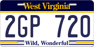 WV license plate 2GP720