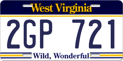 WV license plate 2GP721