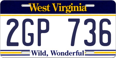WV license plate 2GP736
