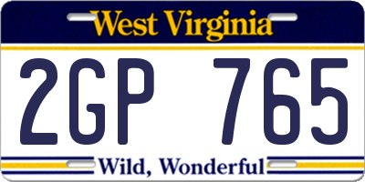 WV license plate 2GP765