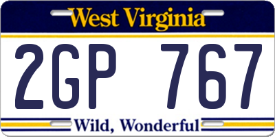 WV license plate 2GP767