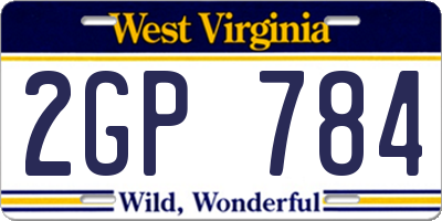 WV license plate 2GP784