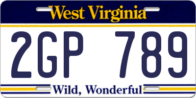 WV license plate 2GP789