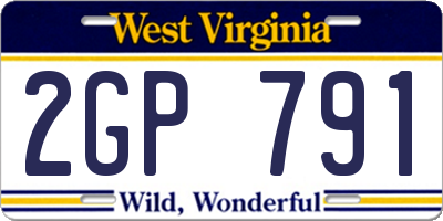 WV license plate 2GP791