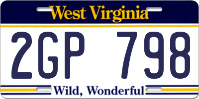 WV license plate 2GP798