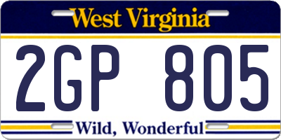WV license plate 2GP805