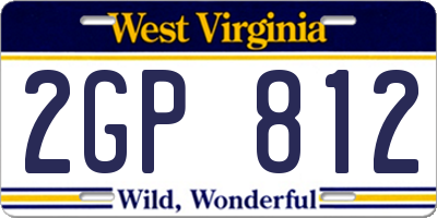 WV license plate 2GP812