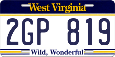 WV license plate 2GP819