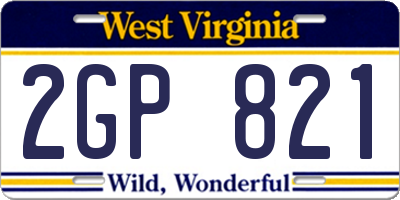 WV license plate 2GP821