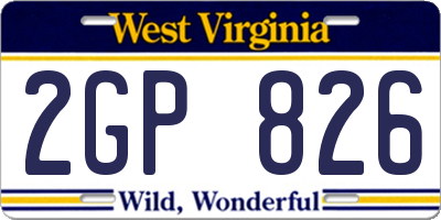 WV license plate 2GP826
