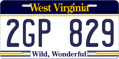 WV license plate 2GP829