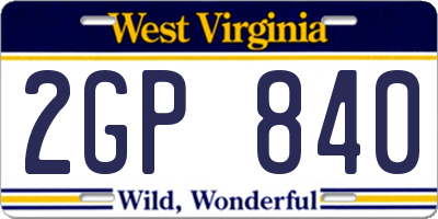 WV license plate 2GP840